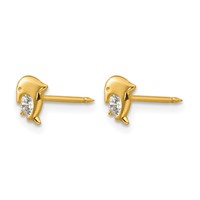 Inverness 14K Yellow Gold Dolphin CZ Post Piercing Earrings view 2