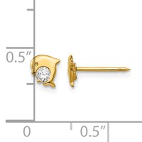 Inverness 14K Yellow Gold Dolphin CZ Post Piercing Earrings view 4