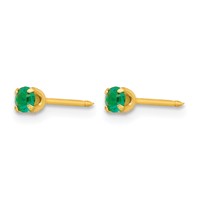 Inverness 24K Gold-plated 3mm May Green Crystal Birthstone Post Piercing Earrings view 2