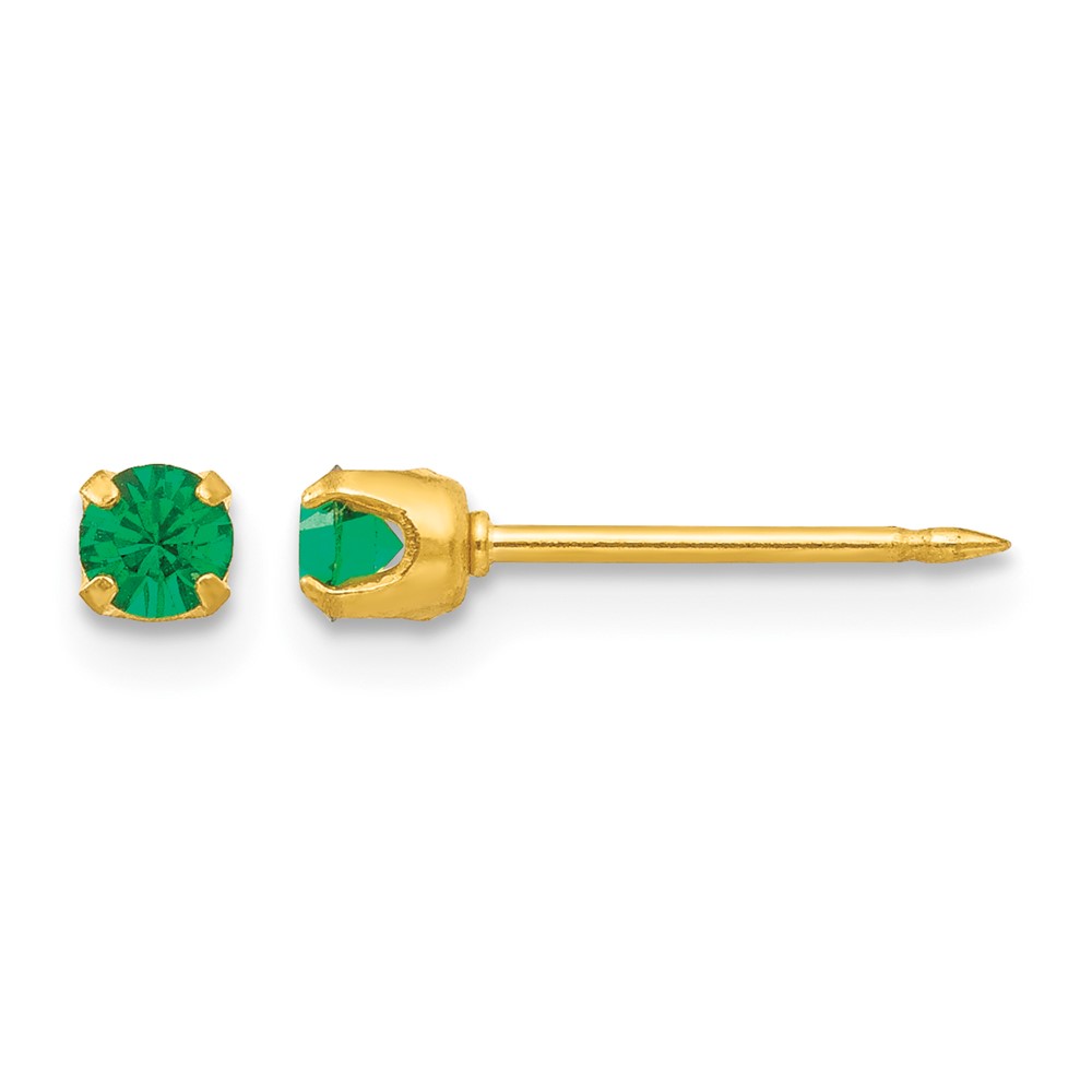 Inverness 24K Gold-plated 3mm May Green Crystal Birthstone Post Piercing Earrings