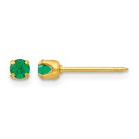 Inverness 24K Gold-plated 3mm May Green Crystal Birthstone Post Piercing Earrings view 1