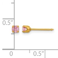Inverness 24K Gold-plated 3mm June Pink Crystal Birthstone Post Piercing Earrings view 4