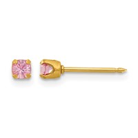 Inverness 24K Gold-plated 3mm June Pink Crystal Birthstone Post Piercing Earrings view 1