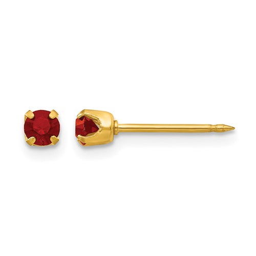 Inverness 24K Gold-plated 3mm July Red Crystal Birthstone Post Piercing Earrings