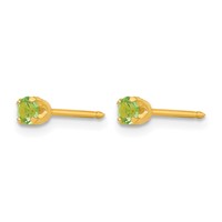 Inverness 24K Gold-plated 3mm August Light Green Crystal Birthstone Post Piercing Earrings view 2