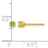 Inverness 24K Gold-plated 3mm August Light Green Crystal Birthstone Post Piercing Earrings view 4