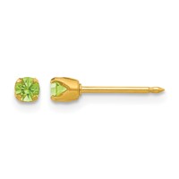 Inverness 24K Gold-plated 3mm August Light Green Crystal Birthstone Post Piercing Earrings view 1