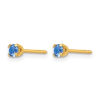 Inverness 24K Gold-plated 3mm September Blue Crystal Birthstone Post Piercing Earrings view 2