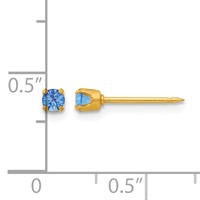 Inverness 24K Gold-plated 3mm September Blue Crystal Birthstone Post Piercing Earrings view 4
