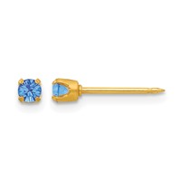 Inverness 24K Gold-plated 3mm September Blue Crystal Birthstone Post Piercing Earrings view 1