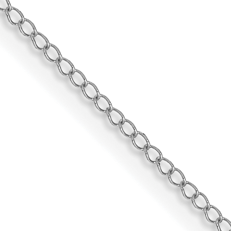 14K White Gold 24 inch Carded .5mm Curb with Spring Ring Clasp Chain (8CW-24)