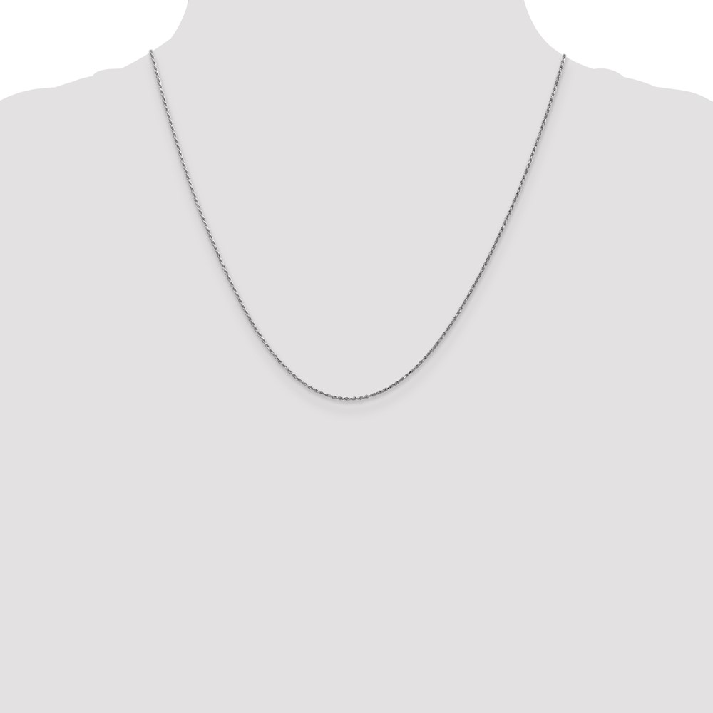 14K White Gold 20 inch Carded .95mm Cable Rope with Spring Ring Clasp Chain (8RW-20)