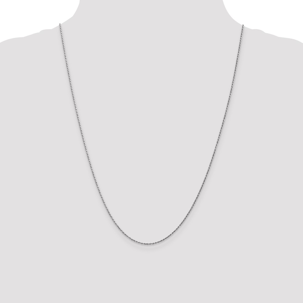 14K White Gold 24 inch Carded .95mm Cable Rope with Spring Ring Clasp Chain (8RW-24)