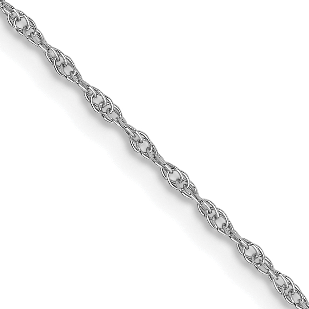 14K White Gold 24 inch Carded .95mm Cable Rope with Spring Ring Clasp Chain (8RW-24)