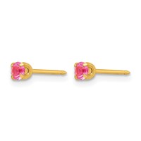 Inverness 24K Gold-plated 3mm October Pink Crystal Birthstone Post Piercing Earrings view 2