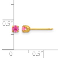 Inverness 24K Gold-plated 3mm October Pink Crystal Birthstone Post Piercing Earrings view 4