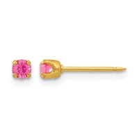 Inverness 24K Gold-plated 3mm October Pink Crystal Birthstone Post Piercing Earrings view 1