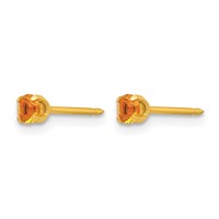 Inverness 24K Gold-plated 3mm November Yellow Crystal Birthstone Post Piercing Earrings view 2