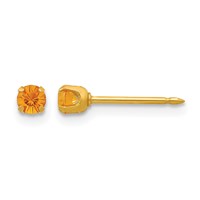Inverness 24K Gold-plated 3mm November Yellow Crystal Birthstone Post Piercing Earrings view 1