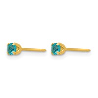 Inverness 24K Gold-plated 3mm December Blue Crystal Birthstone Post Piercing Earrings view 2