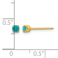 Inverness 24K Gold-plated 3mm December Blue Crystal Birthstone Post Piercing Earrings view 4