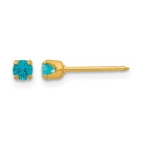 Inverness 24K Gold-plated 3mm December Blue Crystal Birthstone Post Piercing Earrings view 1