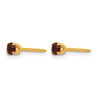 Inverness 14K Yellow Gold 3mm January Red Crystal Birthstone Post Piercing Earrings view 2