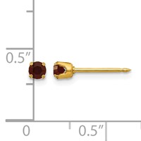 Inverness 14K Yellow Gold 3mm January Red Crystal Birthstone Post Piercing Earrings view 4