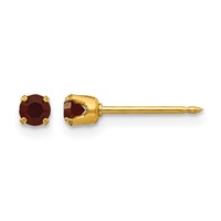 Inverness 14K Yellow Gold 3mm January Red Crystal Birthstone Post Piercing Earrings view 1