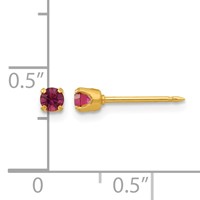 Inverness 14K Yellow Gold 3mm February Purple Crystal Birthstone Post Piercing Earrings view 4