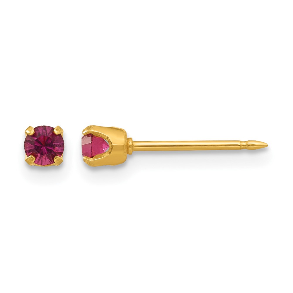 Inverness 14K Yellow Gold 3mm February Purple Crystal Birthstone Post Piercing Earrings