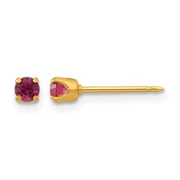 Inverness 14K Yellow Gold 3mm February Purple Crystal Birthstone Post Piercing Earrings view 1