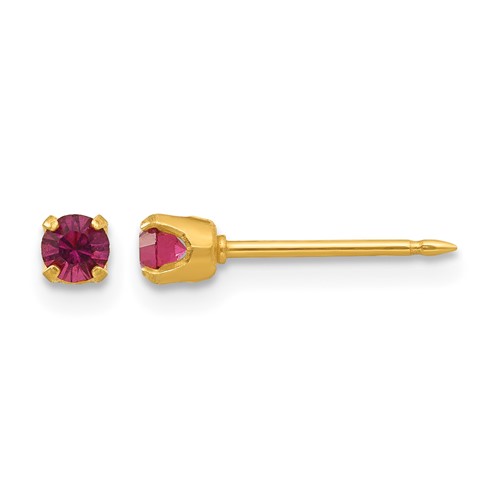 Inverness 14K Yellow Gold 3mm February Purple Crystal Birthstone Post Piercing Earrings