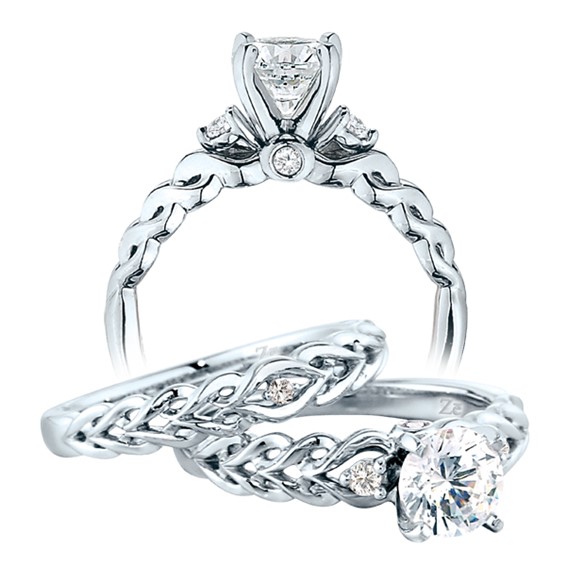 Ladies White Gold Engagement Ring for your 1ct Round Center