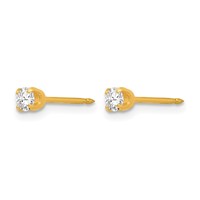 Inverness 14K Yellow Gold 3mm April Clear Crystal Birthstone Post Piercing Earrings view 2