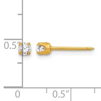 Inverness 14K Yellow Gold 3mm April Clear Crystal Birthstone Post Piercing Earrings view 4
