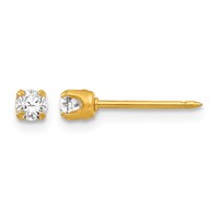 Inverness 14K Yellow Gold 3mm April Clear Crystal Birthstone Post Piercing Earrings view 1