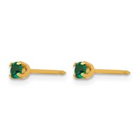Inverness 14K Yellow Gold 3mm May Green Crystal Birthstone Post Piercing Earrings view 2
