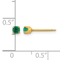 Inverness 14K Yellow Gold 3mm May Green Crystal Birthstone Post Piercing Earrings view 4