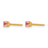 Inverness 14K Yellow Gold 3mm June Pink Crystal Birthstone Post Piercing Earrings view 2
