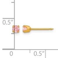 Inverness 14K Yellow Gold 3mm June Pink Crystal Birthstone Post Piercing Earrings view 4