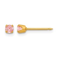 Inverness 14K Yellow Gold 3mm June Pink Crystal Birthstone Post Piercing Earrings view 1