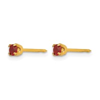 Inverness 14K Yellow Gold 3mm July Red Crystal Birthstone Post Piercing Earrings view 2