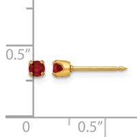 Inverness 14K Yellow Gold 3mm July Red Crystal Birthstone Post Piercing Earrings view 4