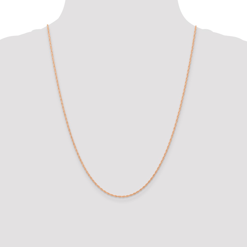 14K Rose Gold 24 inch Carded 1.15mm Cable Rope with Spring Ring Clasp Chain (9RR-24)