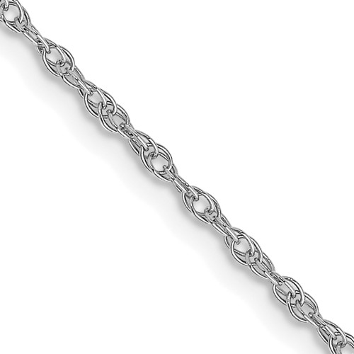 14K White Gold 16 inch Carded 1.15mm Cable Rope with Spring Ring Clasp Chain