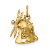 14K Yellow Gold 3-D Windmill Charm with Moveable Blades view 2