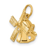 14K Yellow Gold 3-D Windmill Charm with Moveable Blades view 5