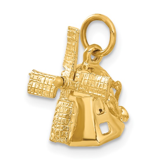 14K  3-D Windmill with Moveable Blades Charm