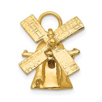 14K Yellow Gold 3-D Windmill Charm with Moveable Blades view 1
